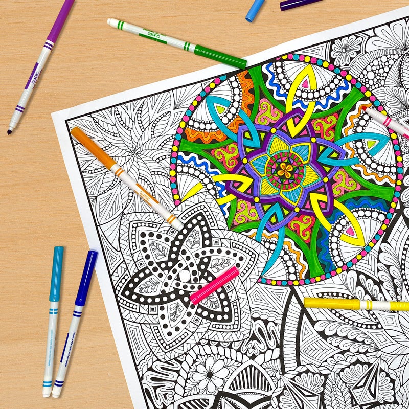 Stuff2Color Mandala Wow Pack (Giant Coloring Poster 5 Pack) - Great for Family Time, Kids, Classrooms, Care Facilities, Arts and Crafts Projects, Group Activities, and Team Building - Image 2